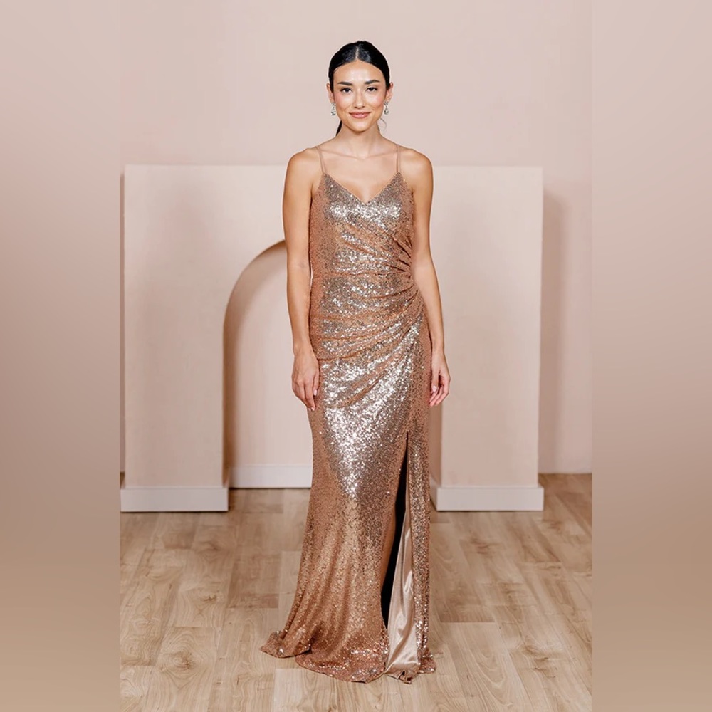 Revelry Rory Sequin Bridesmaid Dress - Gold